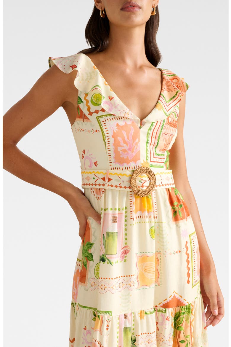 Layne Belted Midi Dress, Alternate, color, ALMADA HOLIDAY