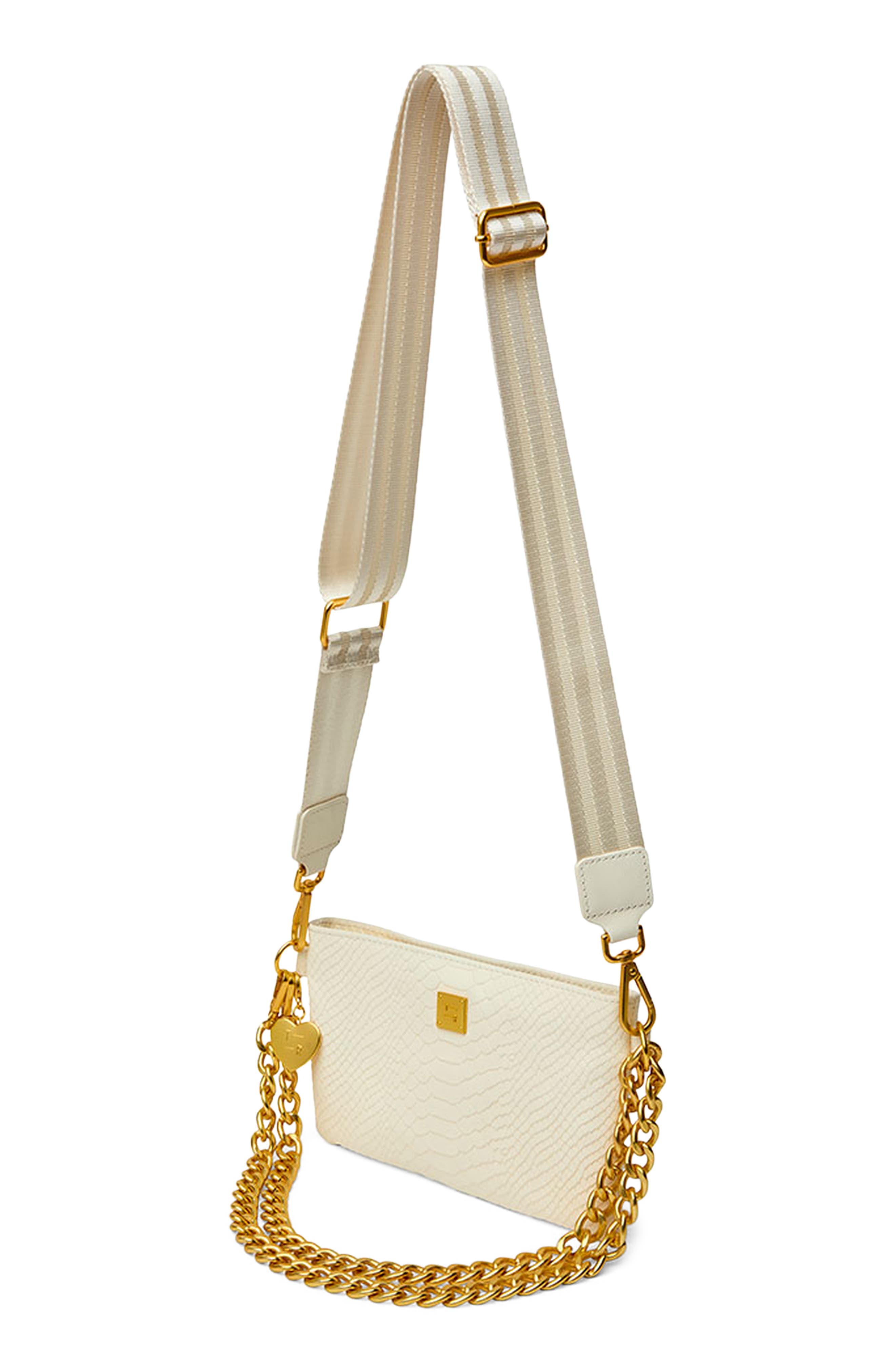 Almost Famous Quilted Leather Crossbody Bag, Alternate, color, CREAM PYTHON LEATHER