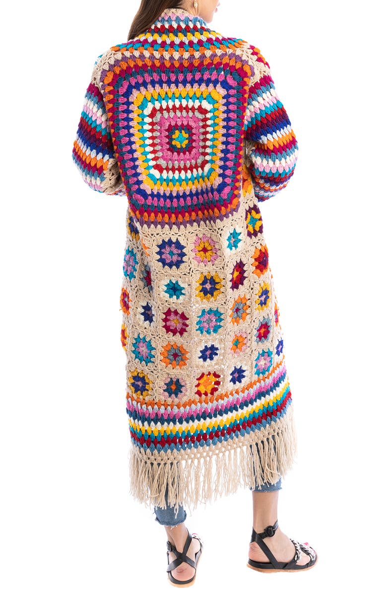 SAACHI Crochet Patchwork Fringe Duster, Alternate, color, Beige