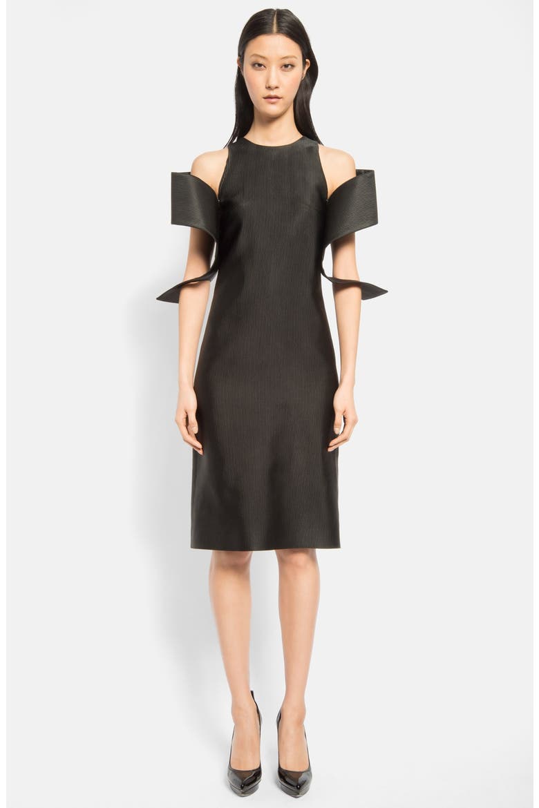 Spiral Off Shoulder Dress, Main, color, BLACK