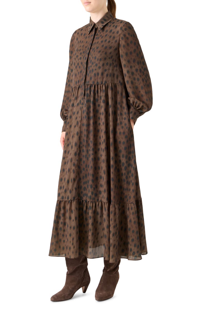 Akris punto Leopard Print Long Sleeve, Alternate, color, Hazel-Bark