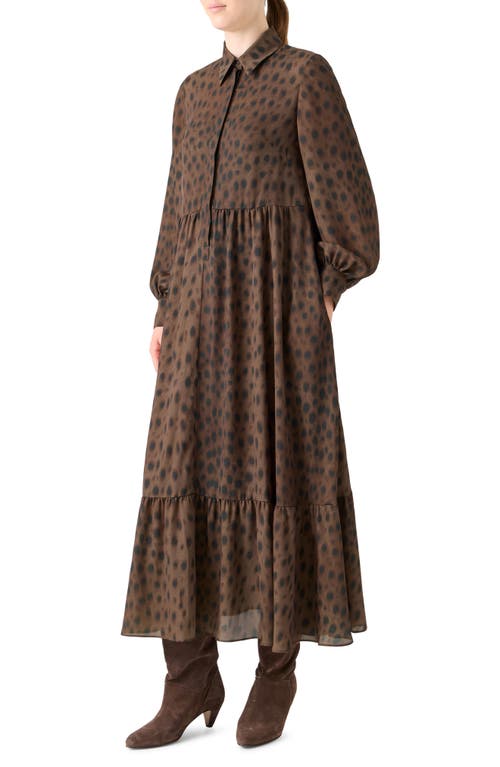 Akris Punto Leopard-print Viscose Georgette Midi Shirtdress In Brown