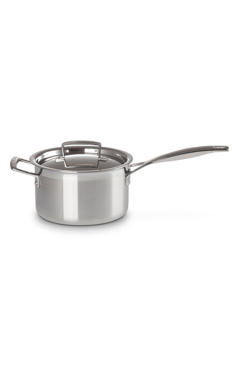 Le Creuset 3-Quart Classic Stainless Steel Saucepan, Main, color, Stainless Steel