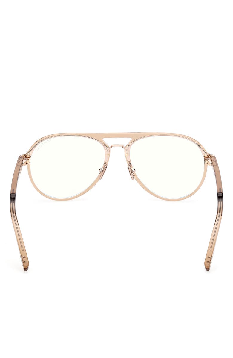 TOM FORD 57mm Pilot Blue Light Blocking Optical Glasses, Alternate, color, Champagne / T Logo
