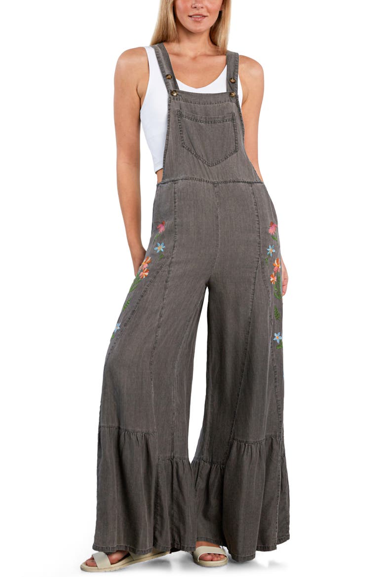 Embroidered Butterfly Overalls, Alternate, color, GREY BLOOM