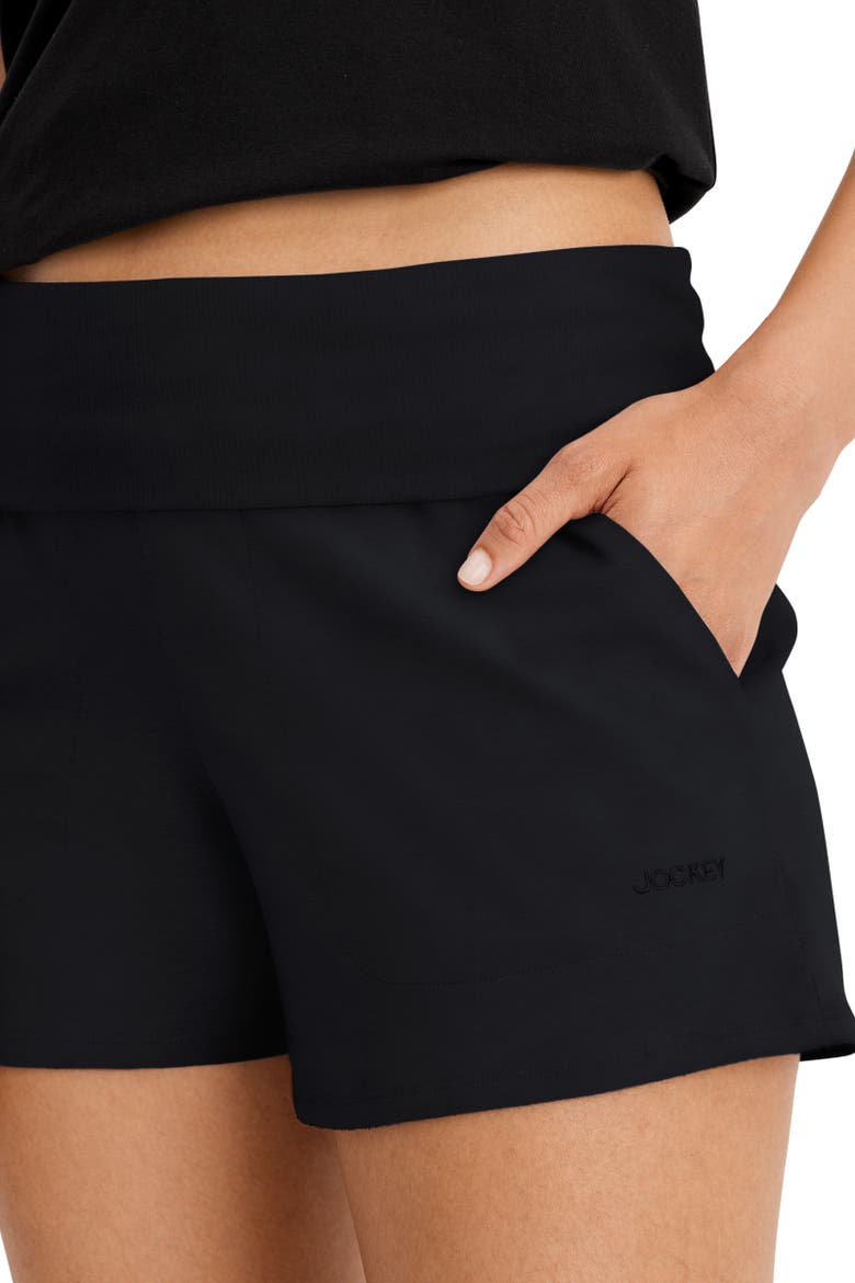 Women's Cotton Modal Blend Foldover Short, Alternate, color, Black