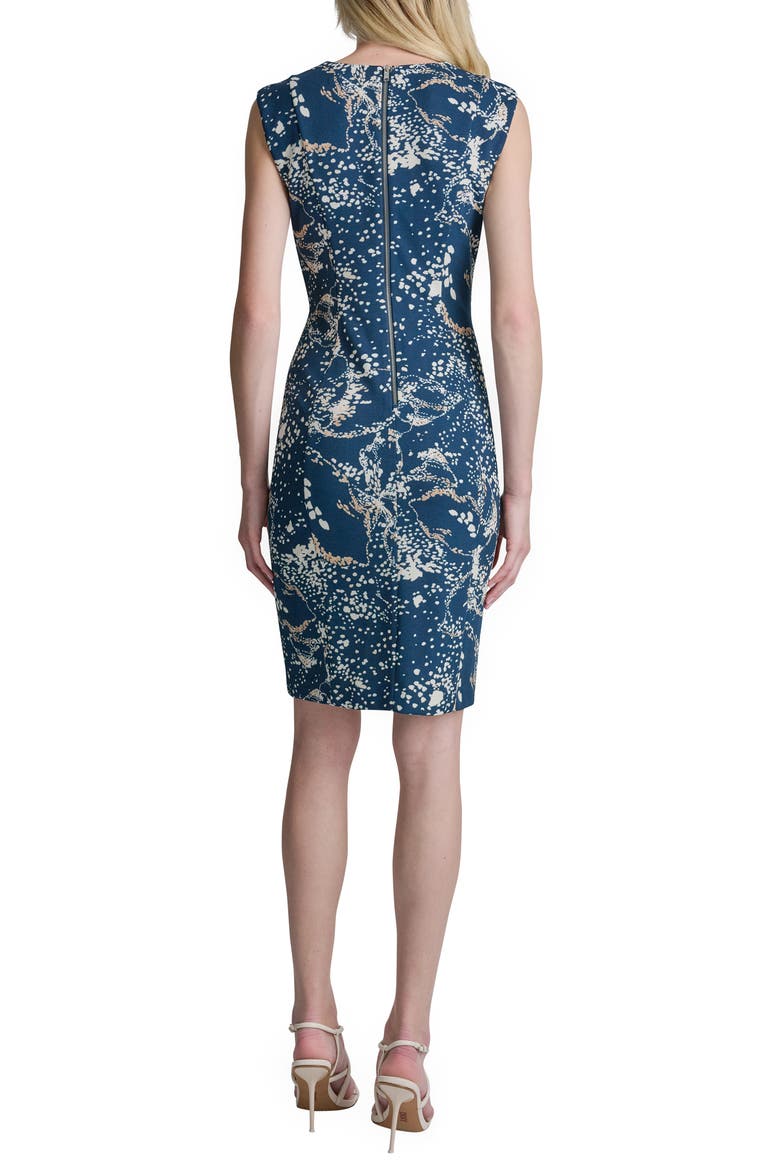 Scuba Crepe Dress, Alternate, color, INDIGO/ WHITE