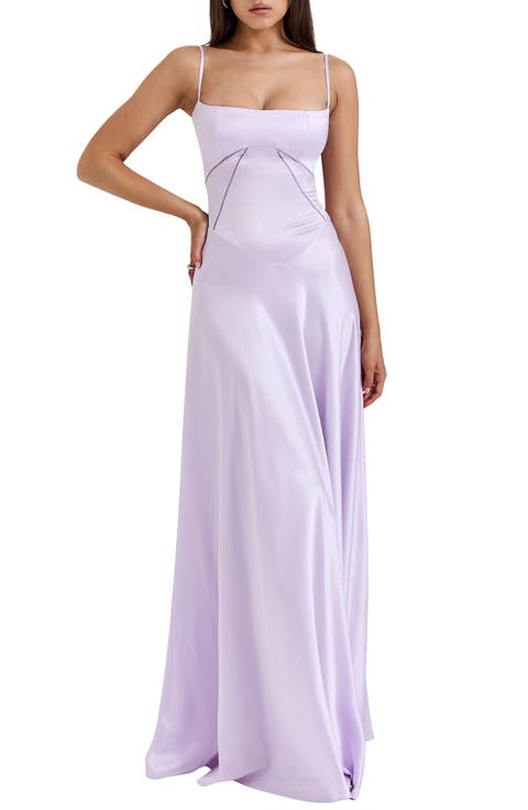 Anabella Lace-Up Satin Gown