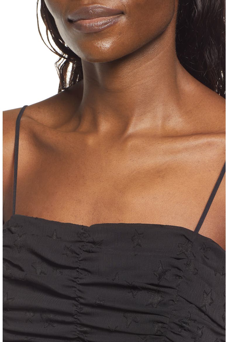 Star Jacquard Asymmetric Cocktail Dress, Alternate, color, BLACK