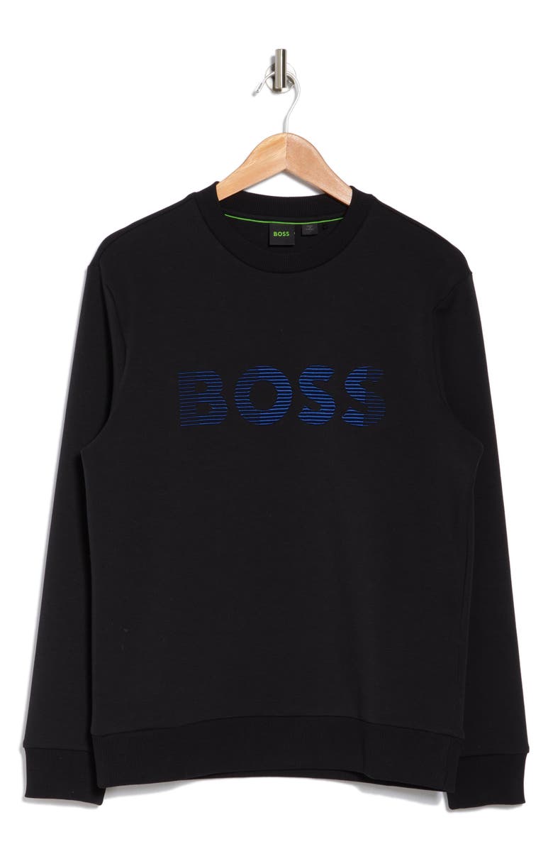 BOSS Salbo Crewneck Sweatshirt, Alternate, color, Black