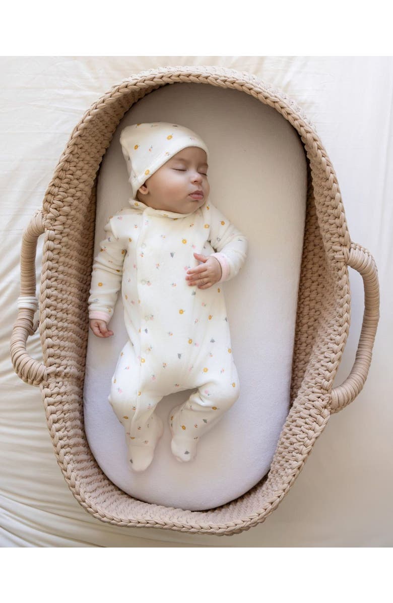 MiniMoi 2 Piece Baby Cotton Rich Velour Footie Set, Alternate, color, Marshmallow