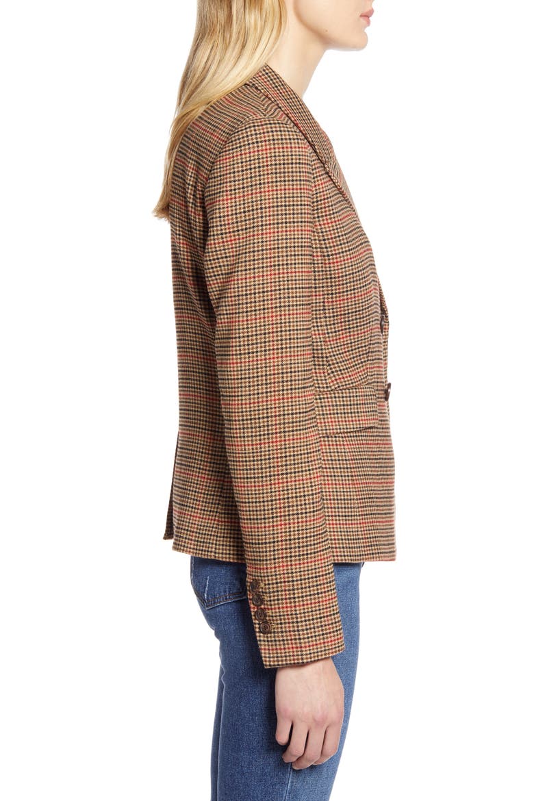 x Atlantic-Pacific Plaid Blazer (Nordstrom Exclusive), Alternate, color, BEIGE MULTI HOUNDSTOOTH