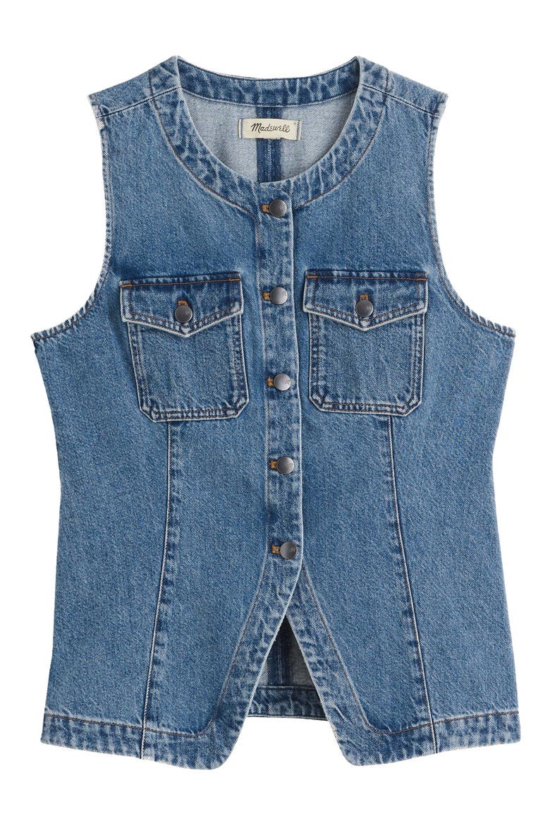 Denim High Crewneck Vest, Alternate, color, BILLINGS WASH