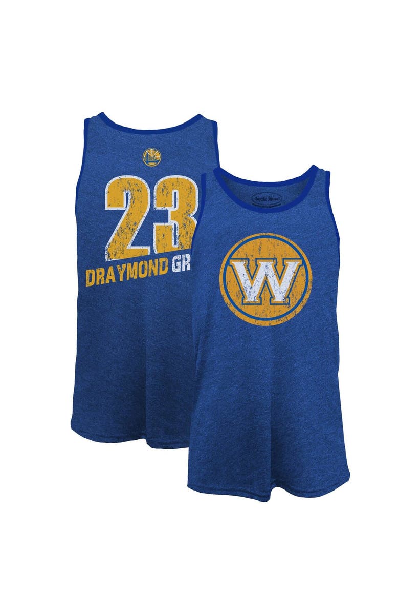 Majestic Threads Men's Majestic Threads Draymond Green Royal Golden State Warriors Name & Number Tri-Blend Tank Top, Main, color, 