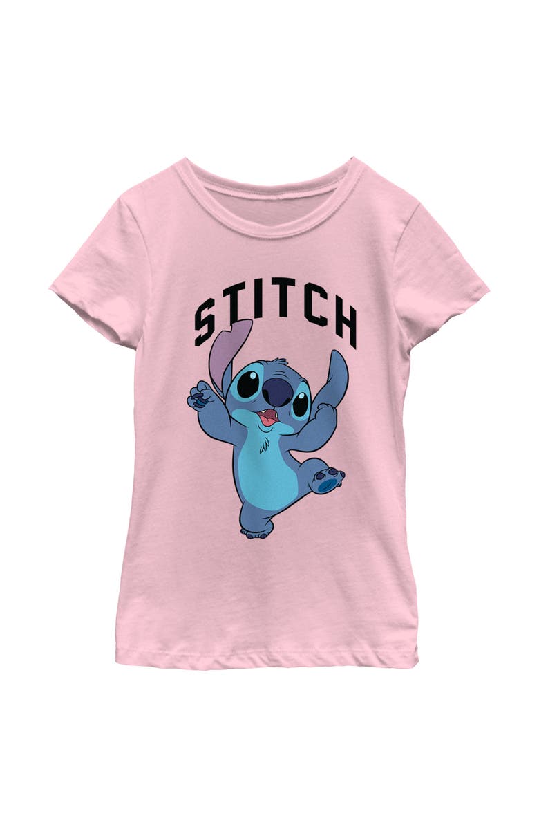 Lilo & Stitch Girl's Lilo & Stitch Jumping Stitch Graphic T-Shirt, Main, color, Light Pink