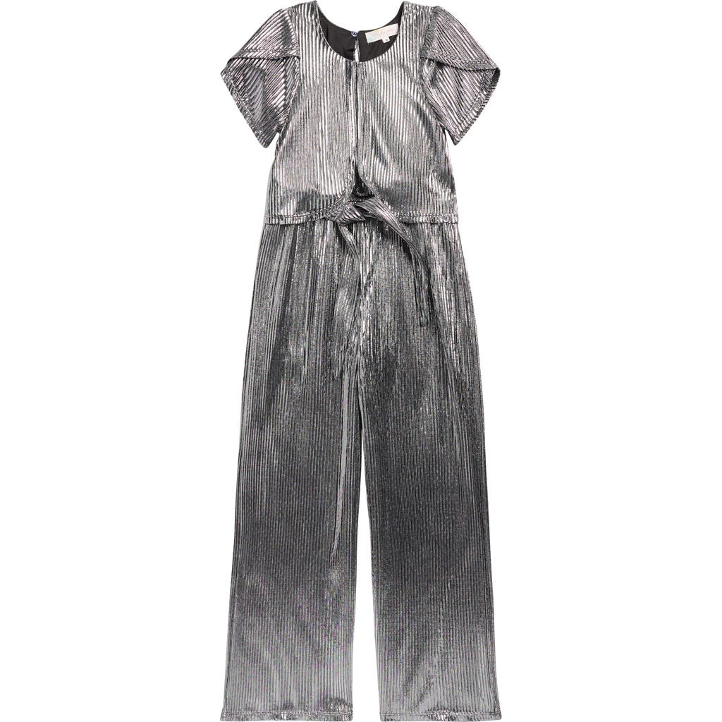 Truly Me Kids' Metallic Jumpsuit In Gray