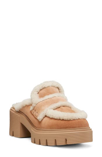 Stuart Weitzman Lennox Genuine Shearling Trim Platform Loafer