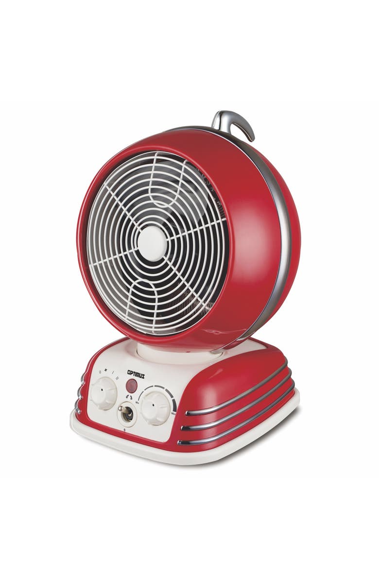 Optimus Retro Design Oscillating Fan Heater, Main, color, Red