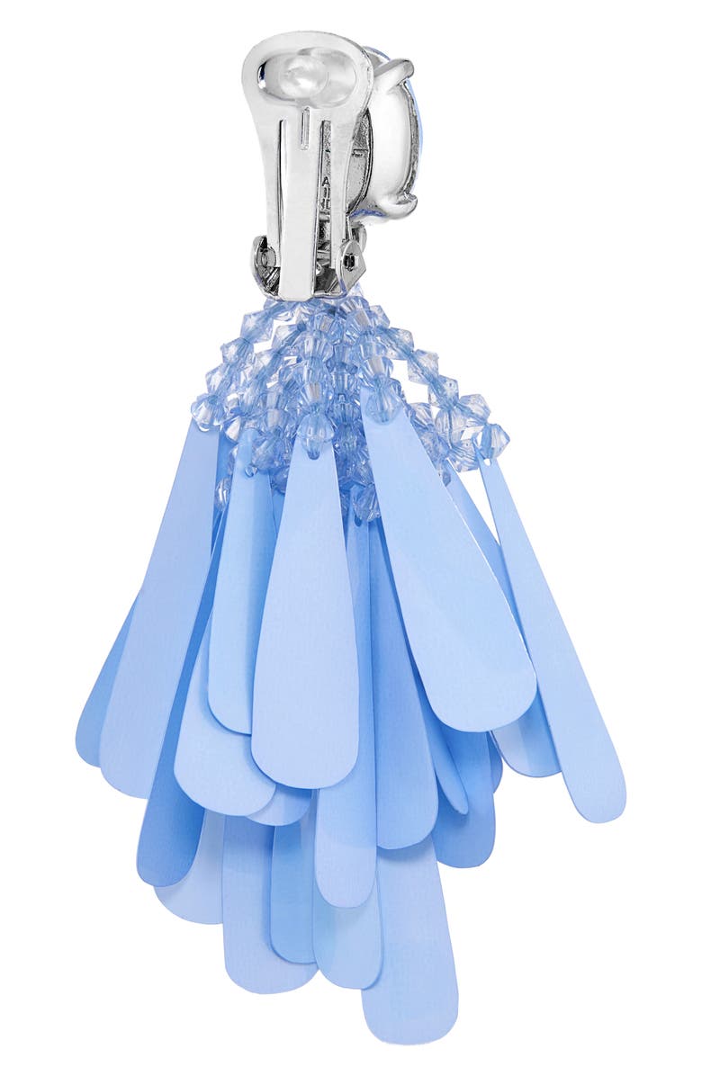 Oscar de la Renta Bead & Sequin Flower Cascade Clip-On Drop Earrings, Alternate, color, Aquamarine