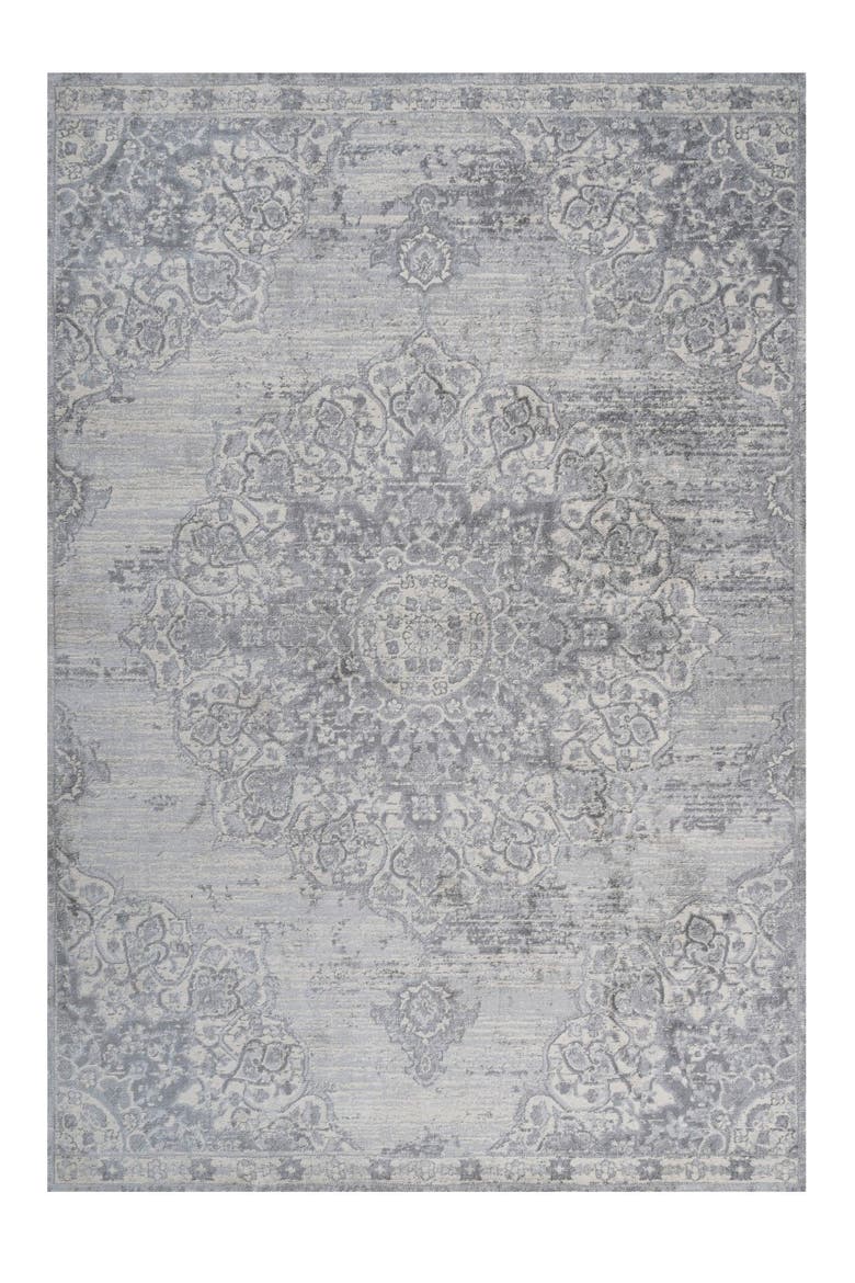 Modern Persian Vintage Moroccan Medallion Area Rug, Main, color, Light Gray