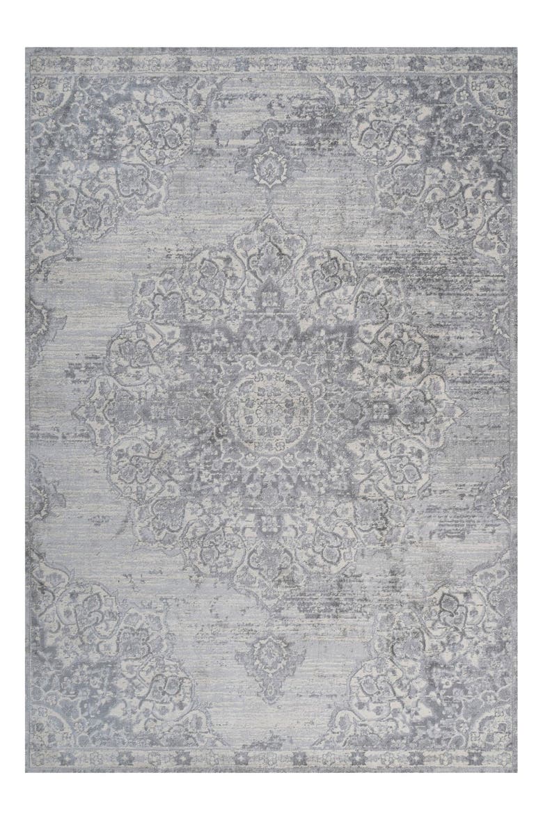 JONATHAN Y Modern Persian Vintage Moroccan Medallion Area Rug, Main, color, Light Gray