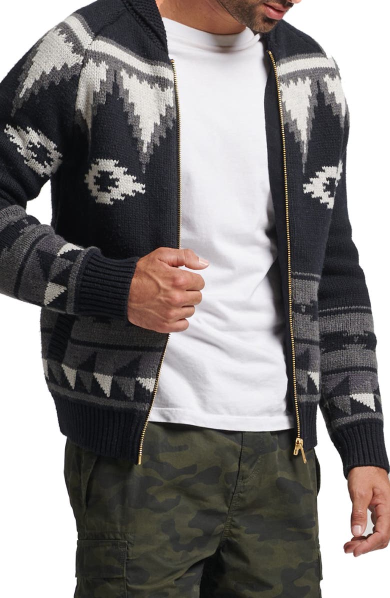 Superdry Shawl Collar Zip-Up Sweater, Main, color, 