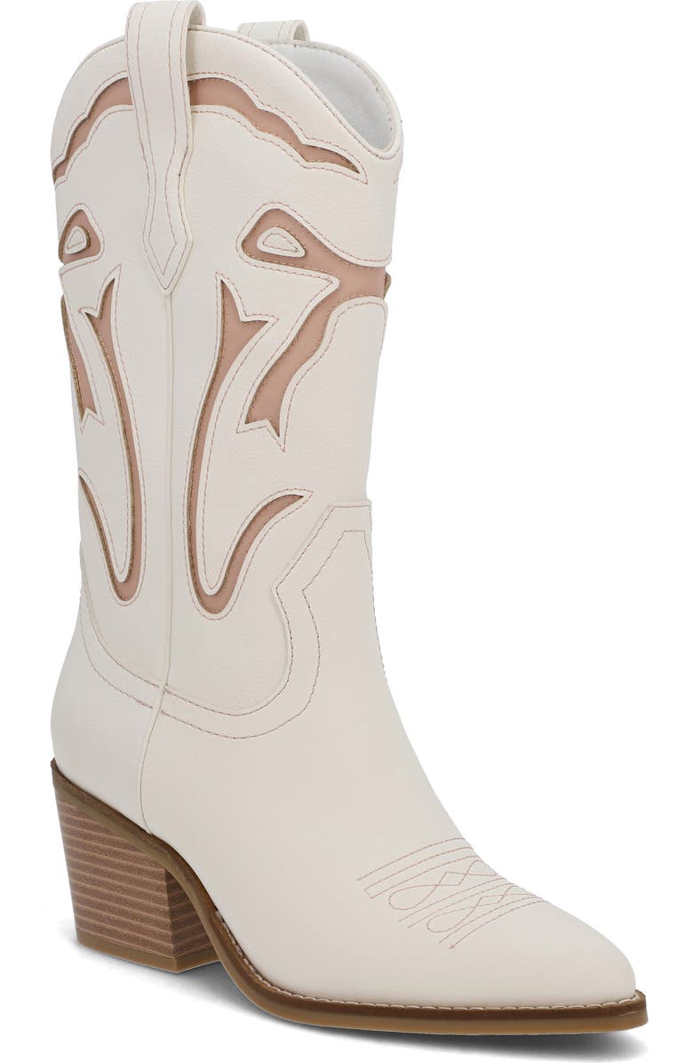 MIA Callan Western Boot, Main, color, White/ Blush