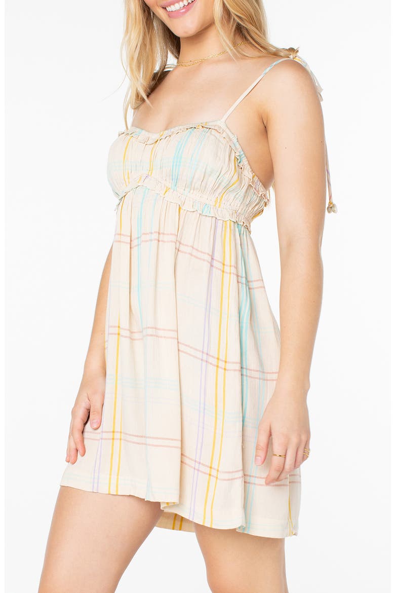 Island Reverie Plaid Babydoll Minidress, Alternate, color, PARCHMENT WINDOWPANE PLAID