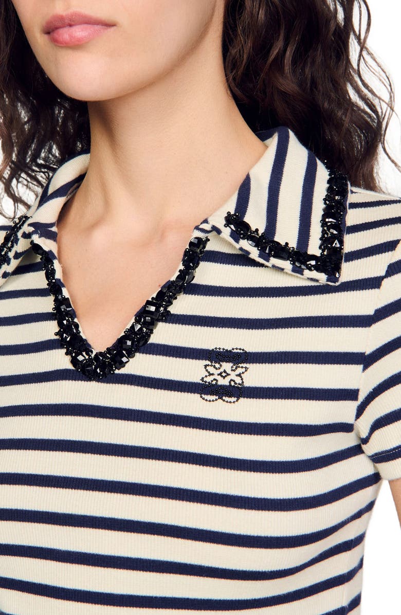 SANDRO Striped polo shirt, Alternate, color,