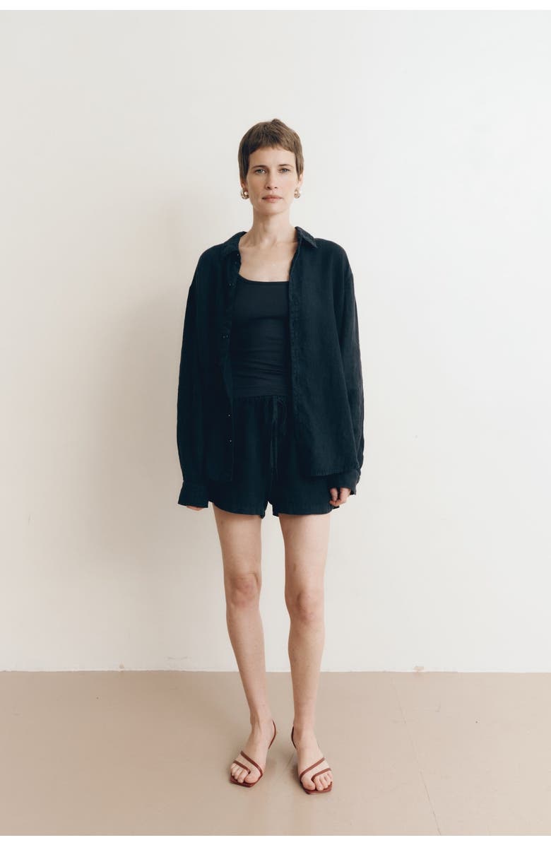 VIR VITA Cecile Oversized Linen Shirt, Alternate, color, Black