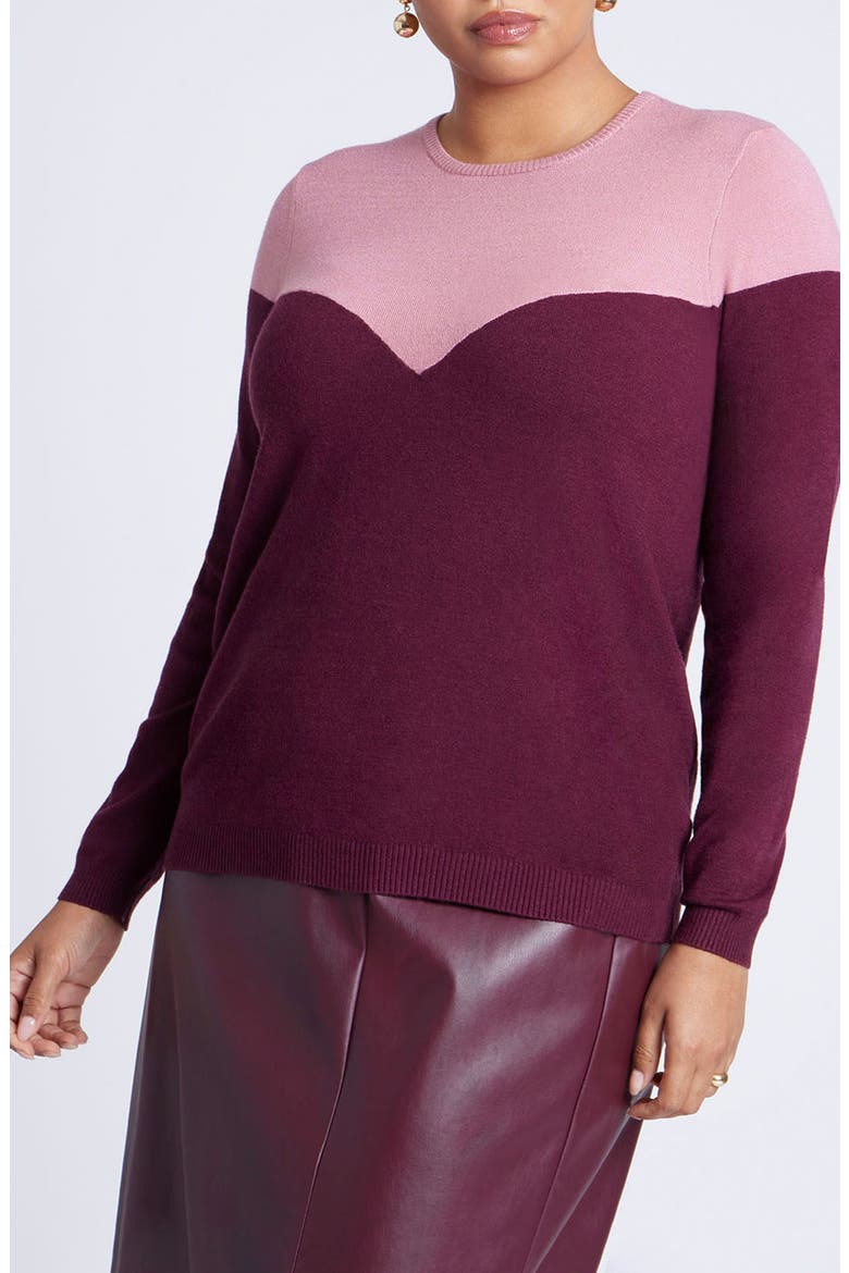 Sweetheart Colorblock Sweater, Main, color, CANDY PINK AND MAROON BANNER
