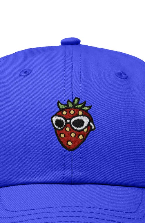 Dalix Strawberry Embroidered Casual Cap In Royal Blue