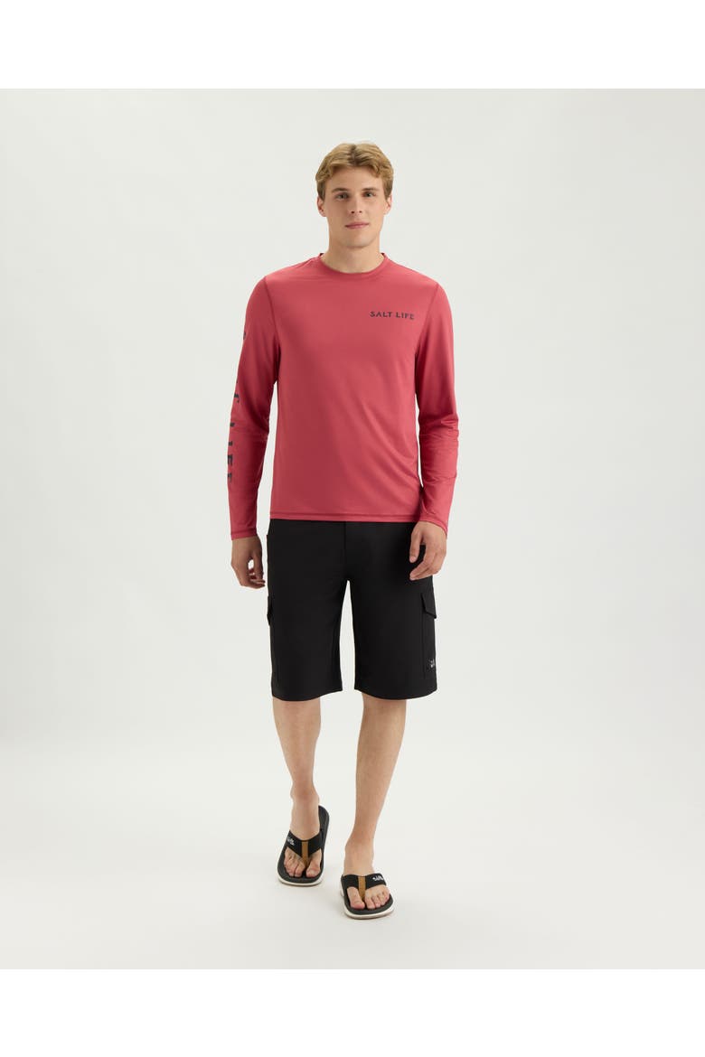 Offshore Legends Long Sleeve  Perforated Mesh Tee, Alternate, color, EARTH RED