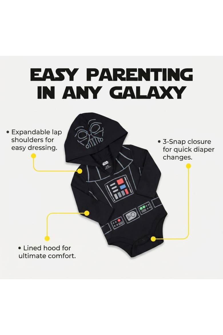 3-Pack Hooded Bodysuits, Alternate, color, Star Wars Multicolor