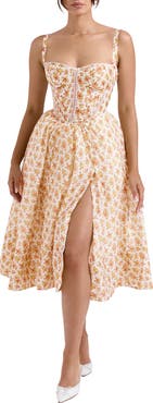 HOUSE OF CB Kelly Floral Print Corset Dress