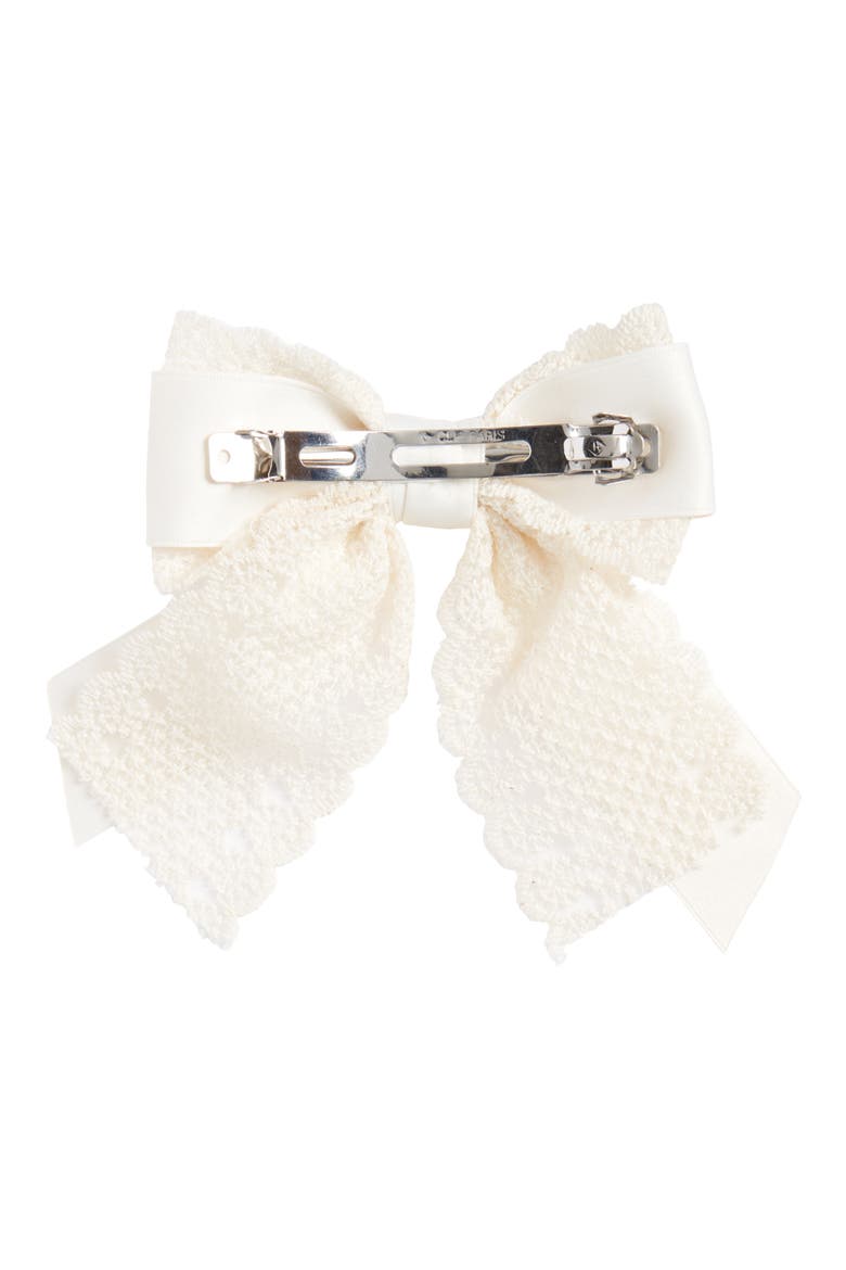 Lace Detail Bow Barrette, Alternate, color, IVORY