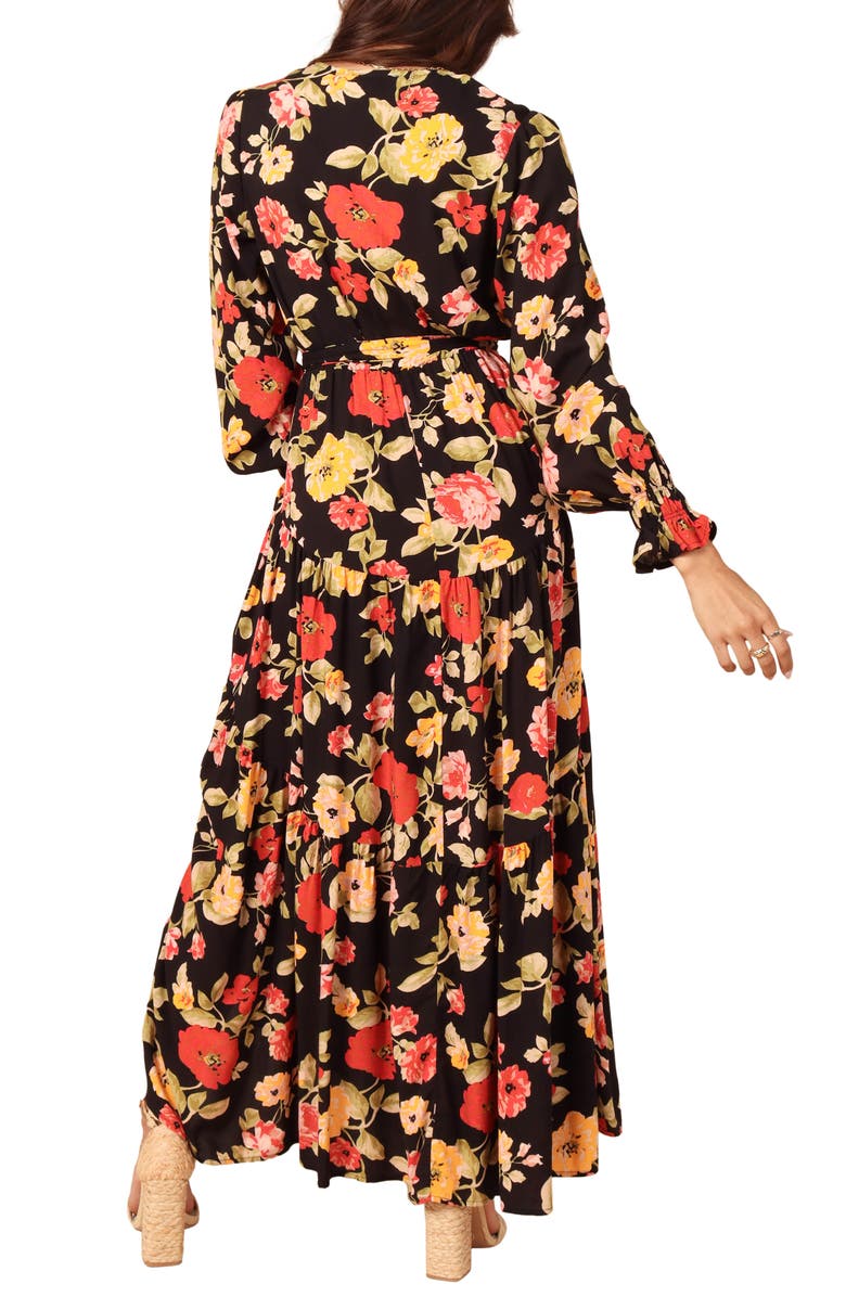 Petal & Pup Long Sleeve Maxi Dress, Alternate, color, Black Floral
