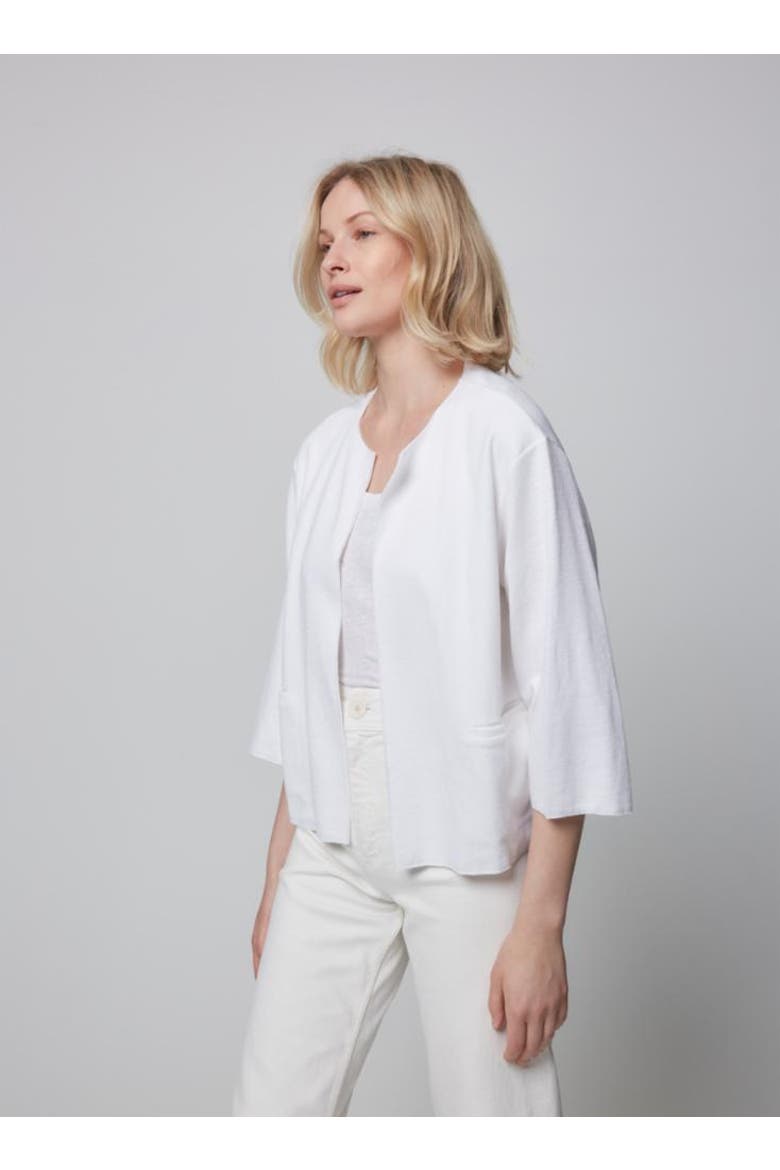 Linen Open Cardigan Jacket, Alternate, color, BLANC
