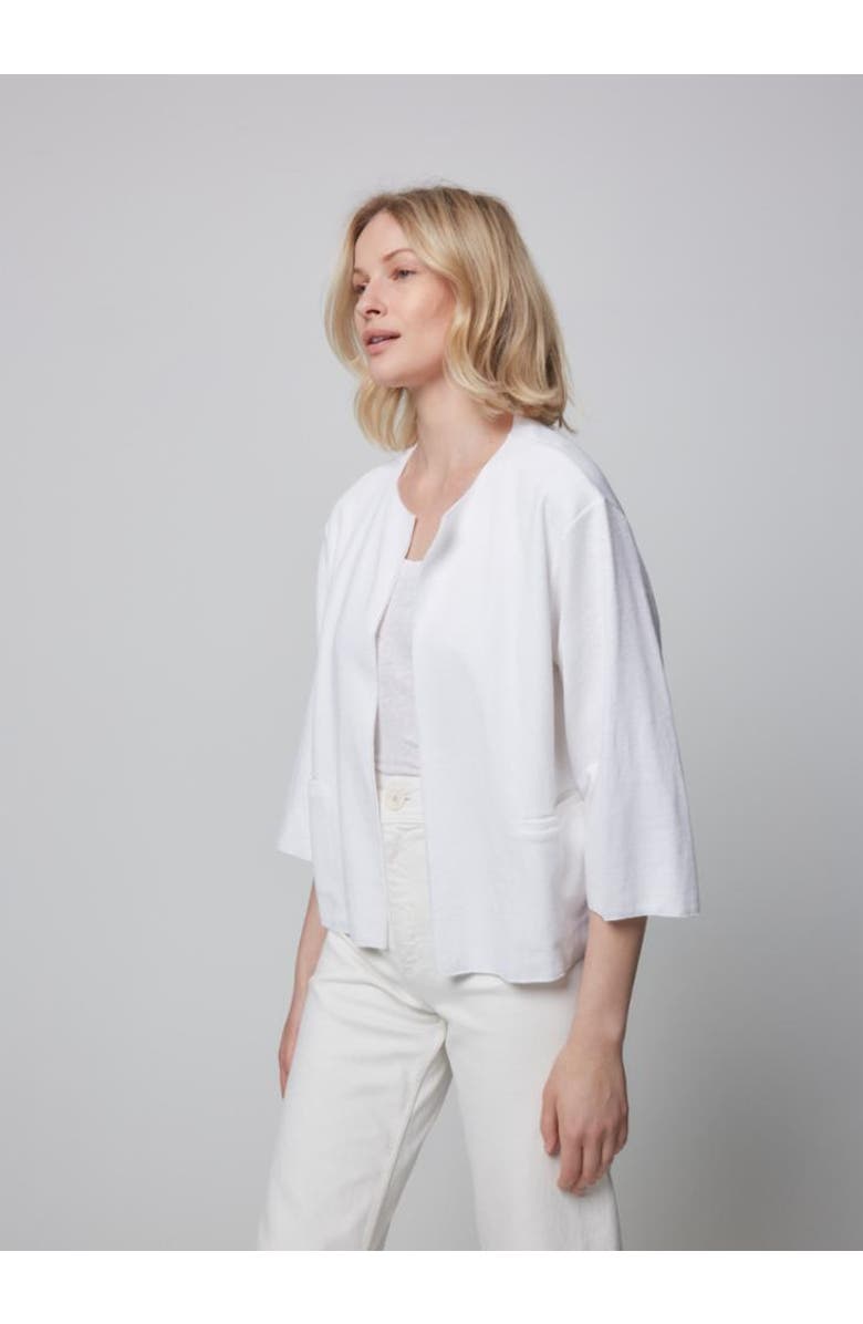 Majestic Filatures Linen Open Cardigan Jacket, Alternate, color, Blanc