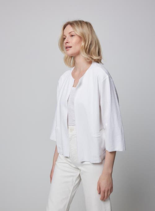 Majestic Filatures Linen Open Cardigan Jacket In Gray