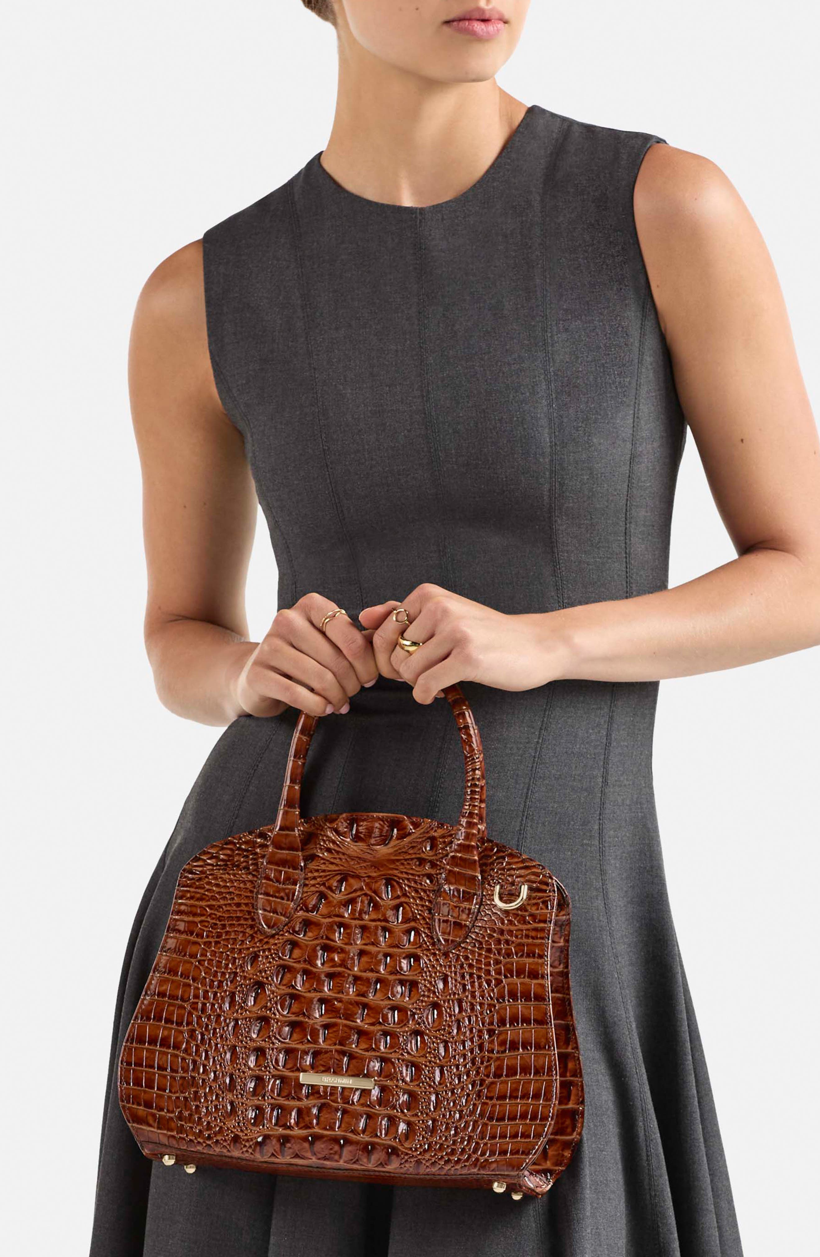 Brahmin Rosetta Embossed Leather Satchel, Alternate, color, 