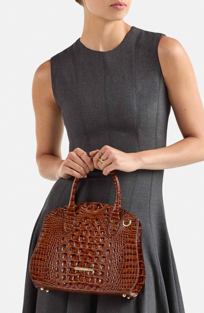 Brahmin Rosetta Embossed Leather Satchel, Alternate, color,