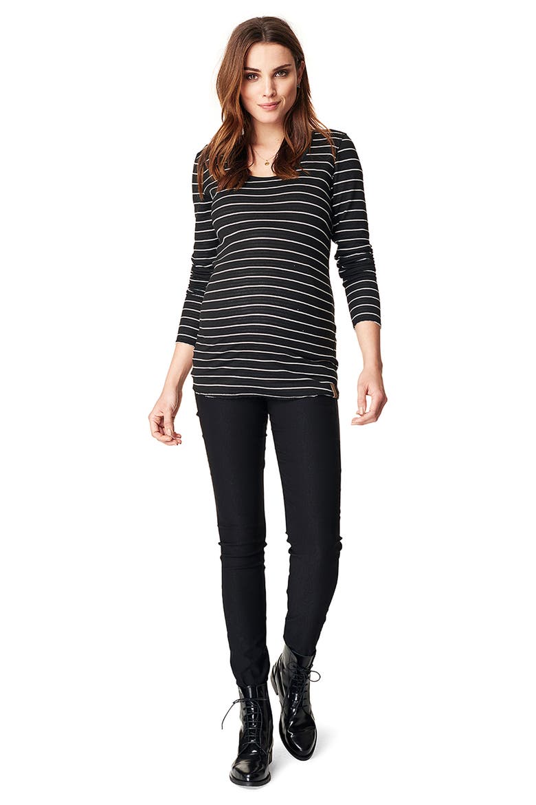 Ivy Stripe Maternity Shirt, Alternate, color, BLACK