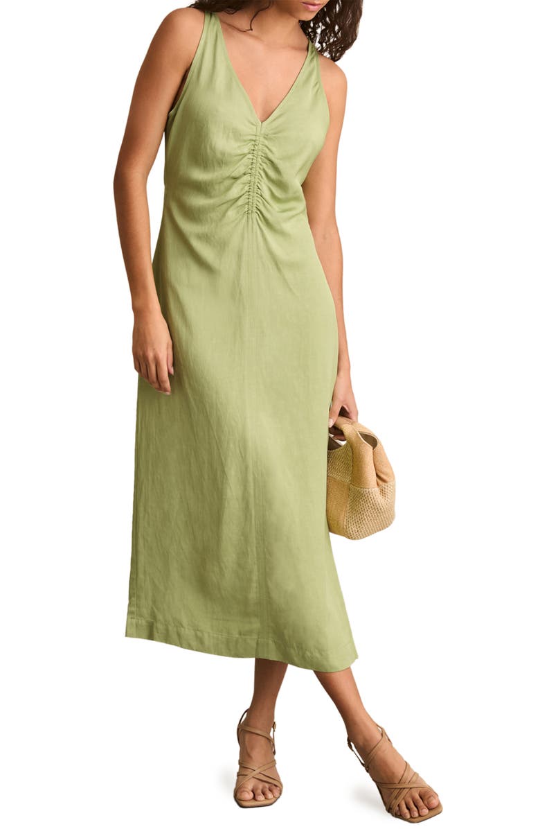 Reiss Pari Ruched Midi Dress, Alternate, color, Green