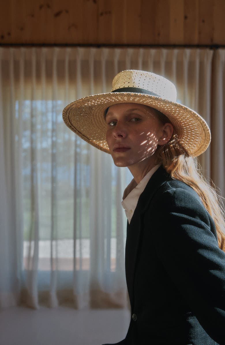 Gigi Burris Millinery Merle Open Weave Straw Sun Hat, Alternate, color, Natural