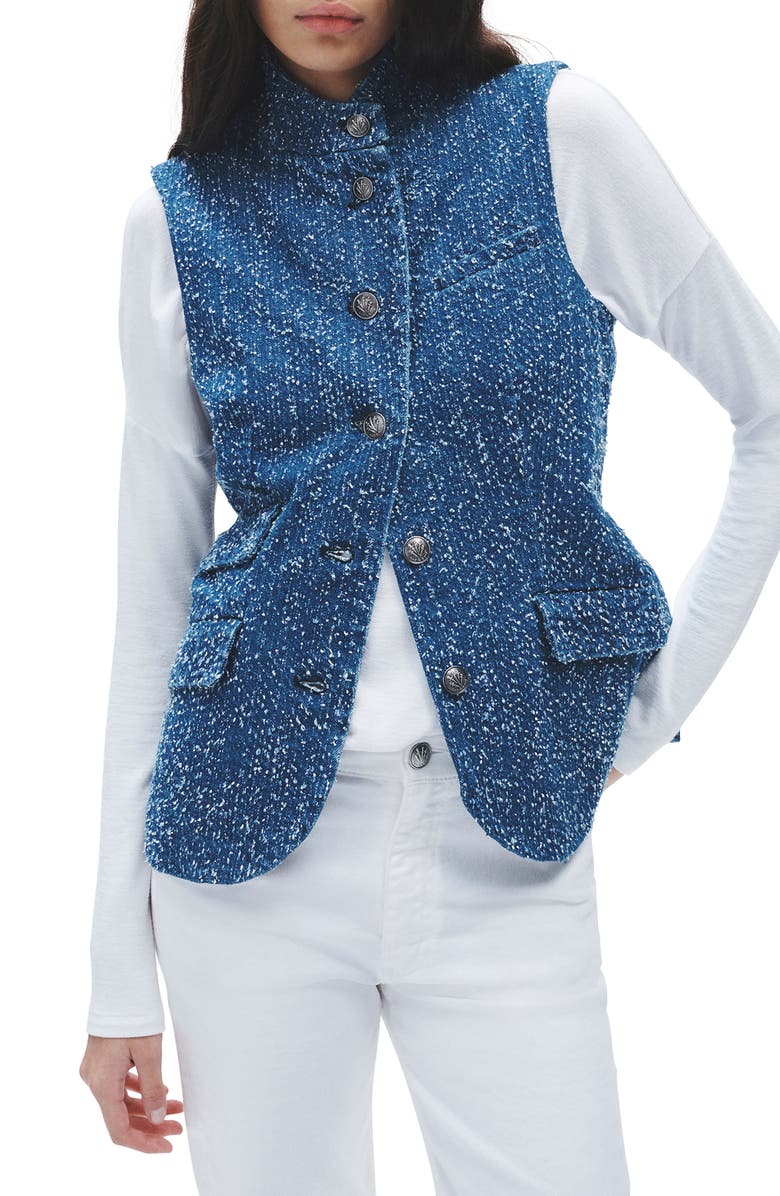 rag & bone Slade Textured Denim Vest, Main, color, Midtweed