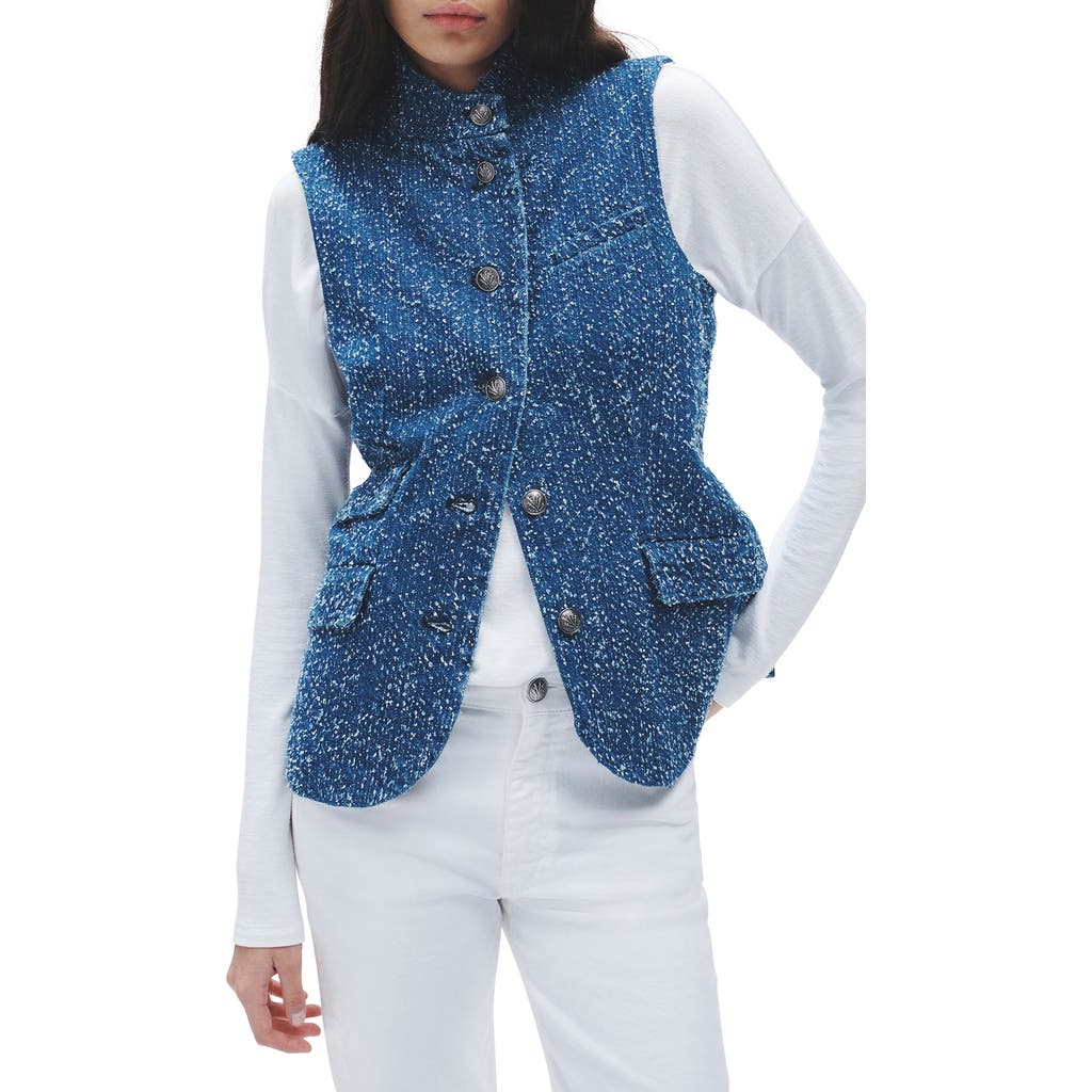 Rag & Bone Slade Textured Denim Vest In Midtweed