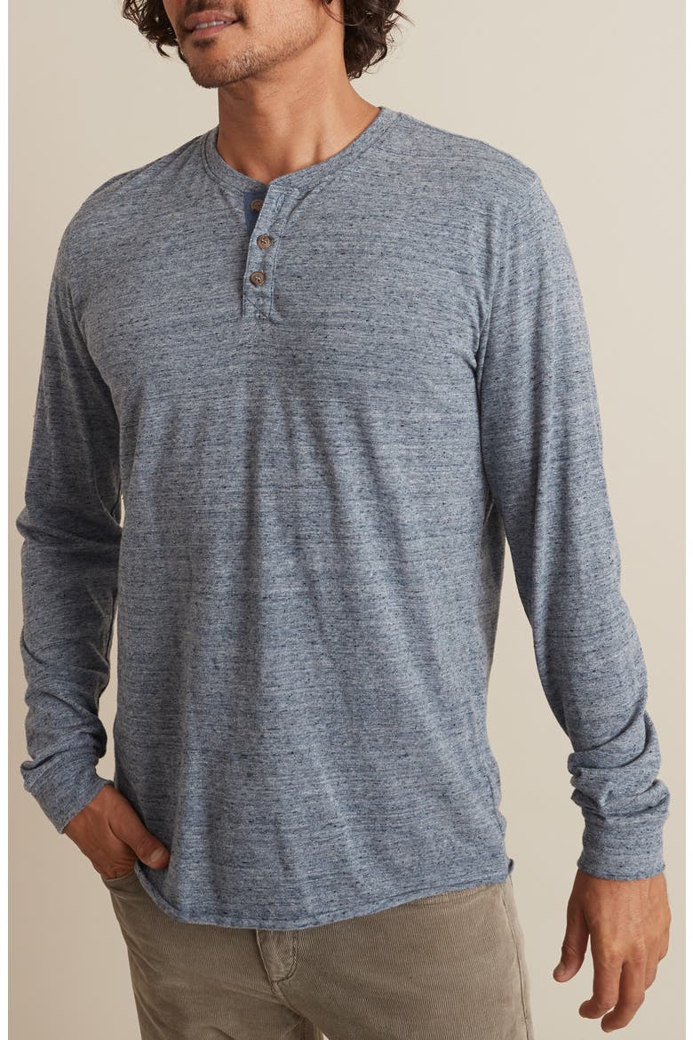 Cotton Blend Long Sleeve Henley, Alternate, color, DENIM HEATHER NEPS CORE