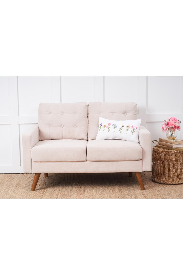 April Showers Flowers Cotton Blend Mini Lumbar Accent Pillow 10" x 20", Alternate, color, White