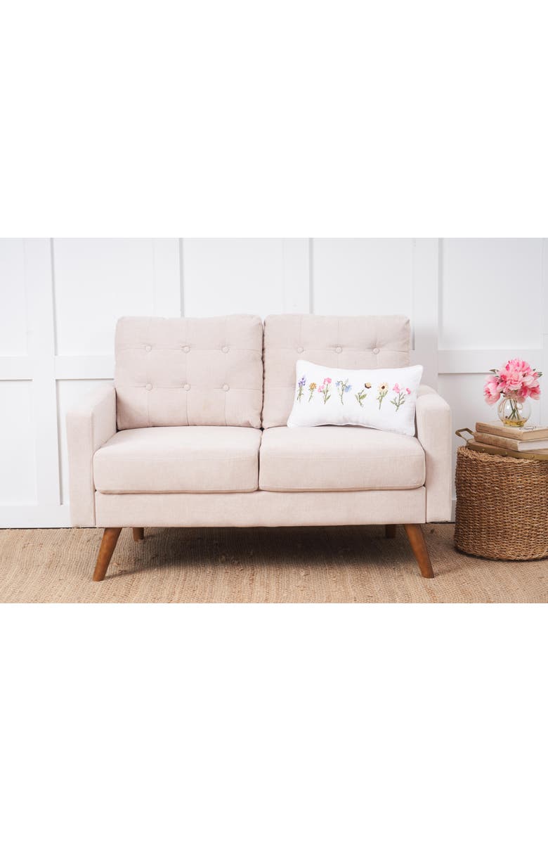 C&F Home April Showers Flowers Cotton Blend Mini Lumbar Accent Pillow 10" x 20", Alternate, color, White